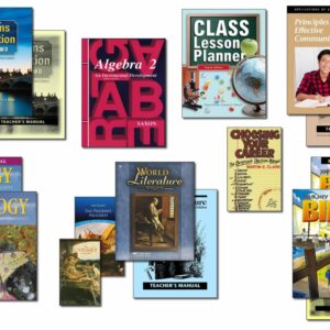 Collection of books and supplies included in Christian Liberty Homeschools' 10th grade homeschool program.