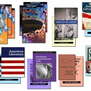 Collection of books and supplies included in Christian Liberty Homeschools' 11th grade homeschool program.