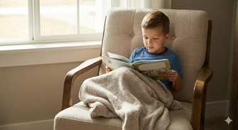 A child quietly reading in a chair, illustrating a peaceful homeschool afternoon reset.